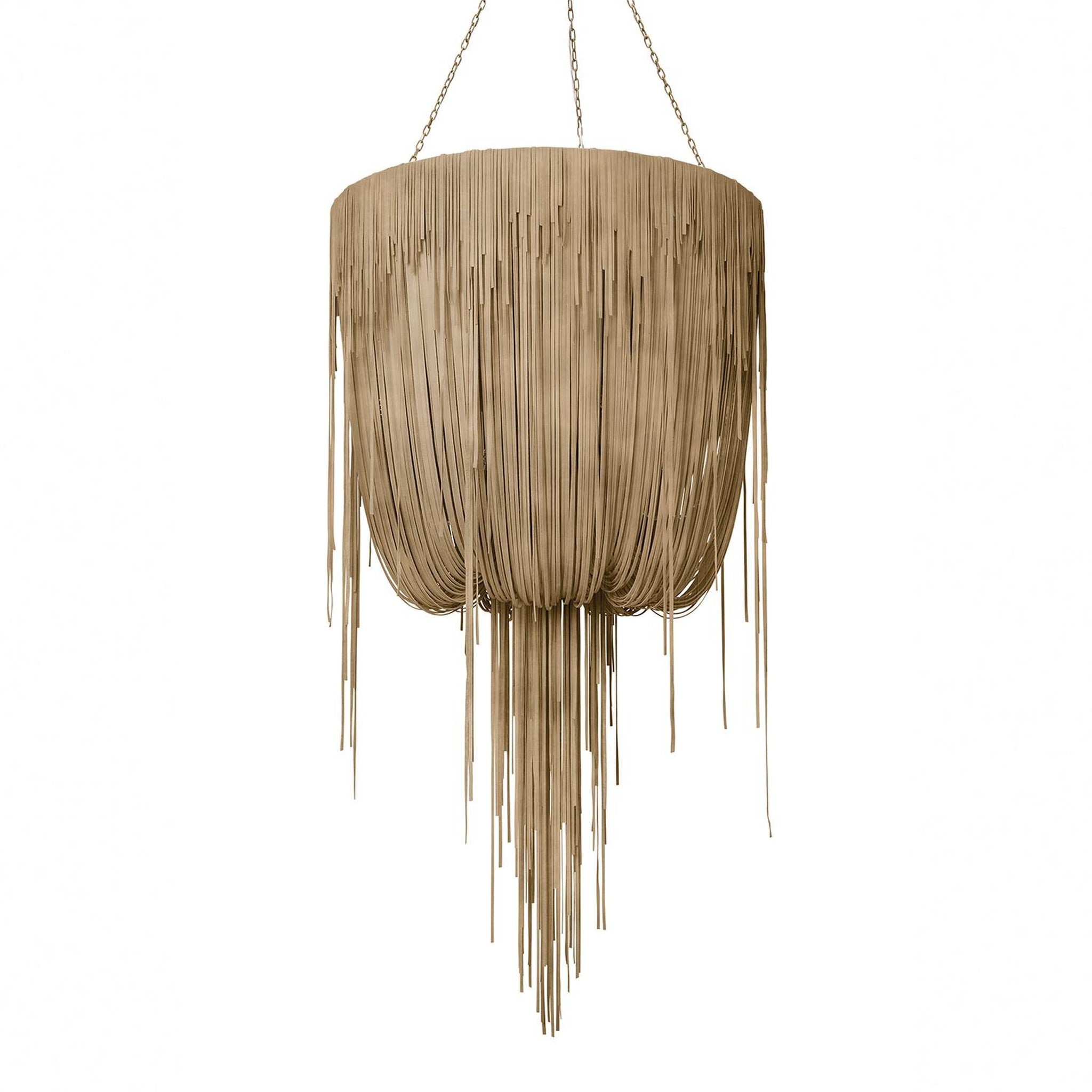 Round Urchin Leather Chandelier