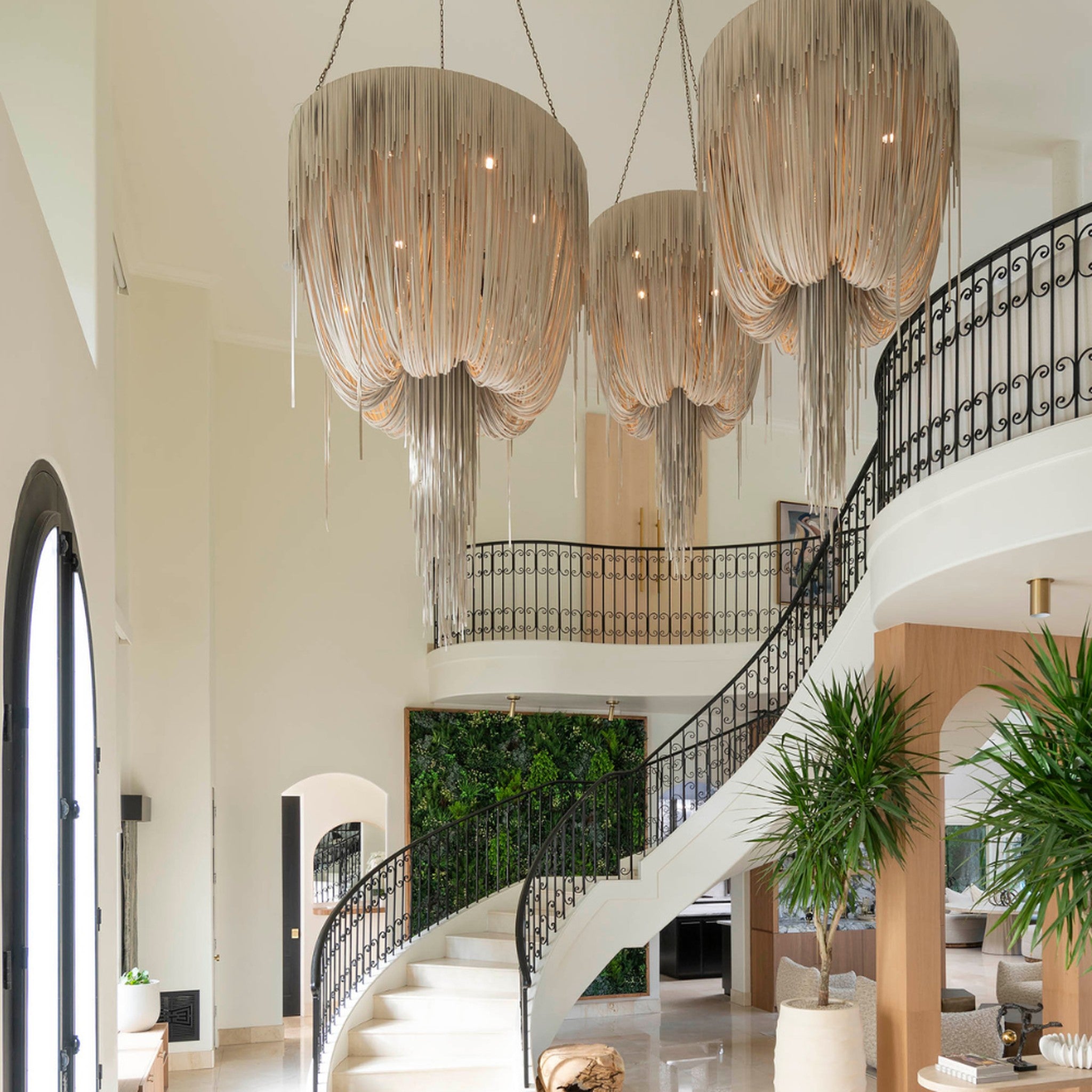 Round Urchin Leather Chandelier