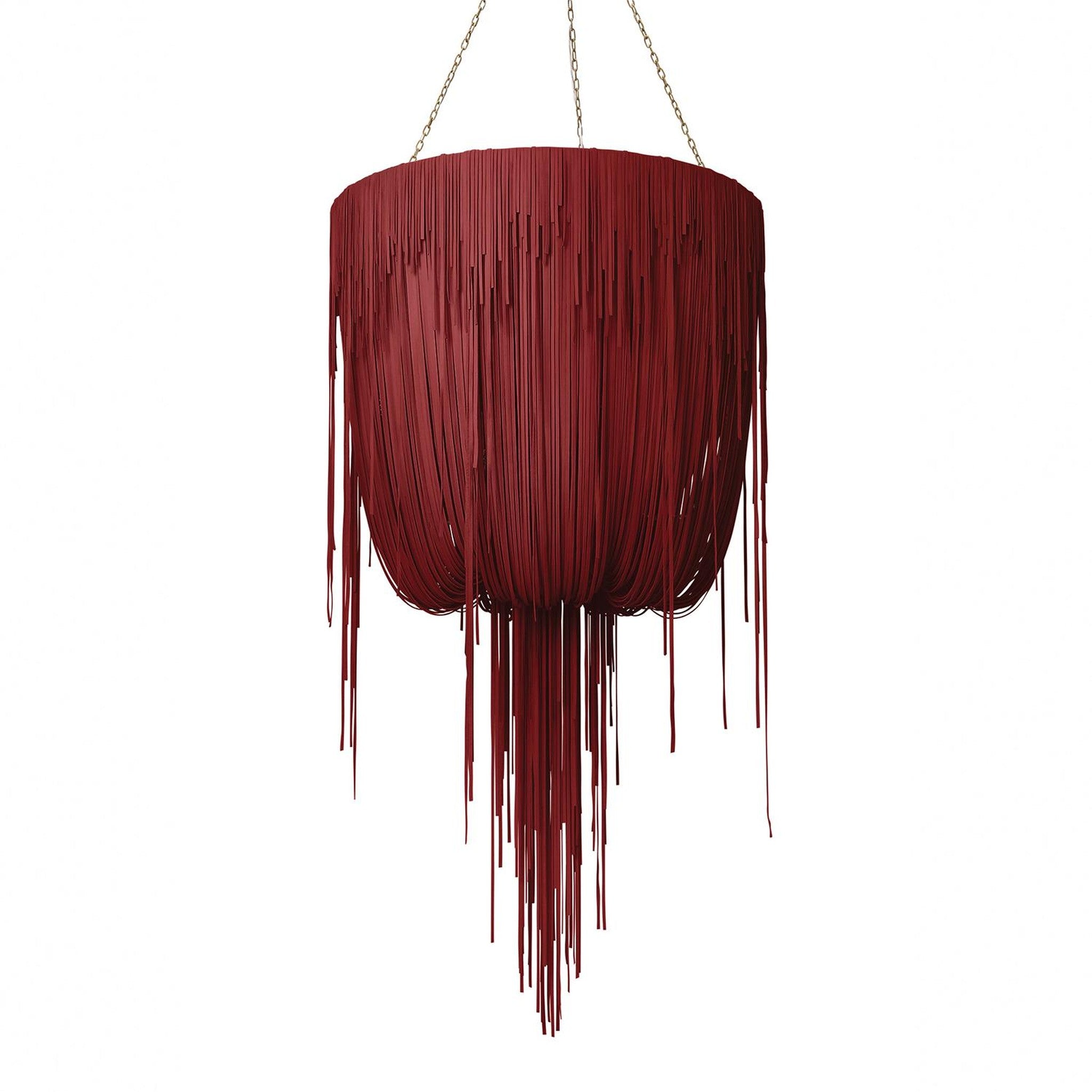 Round Urchin Leather Chandelier