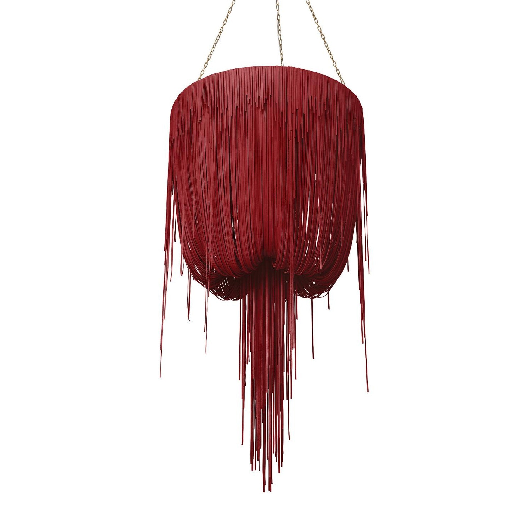 Round Urchin Leather Chandelier