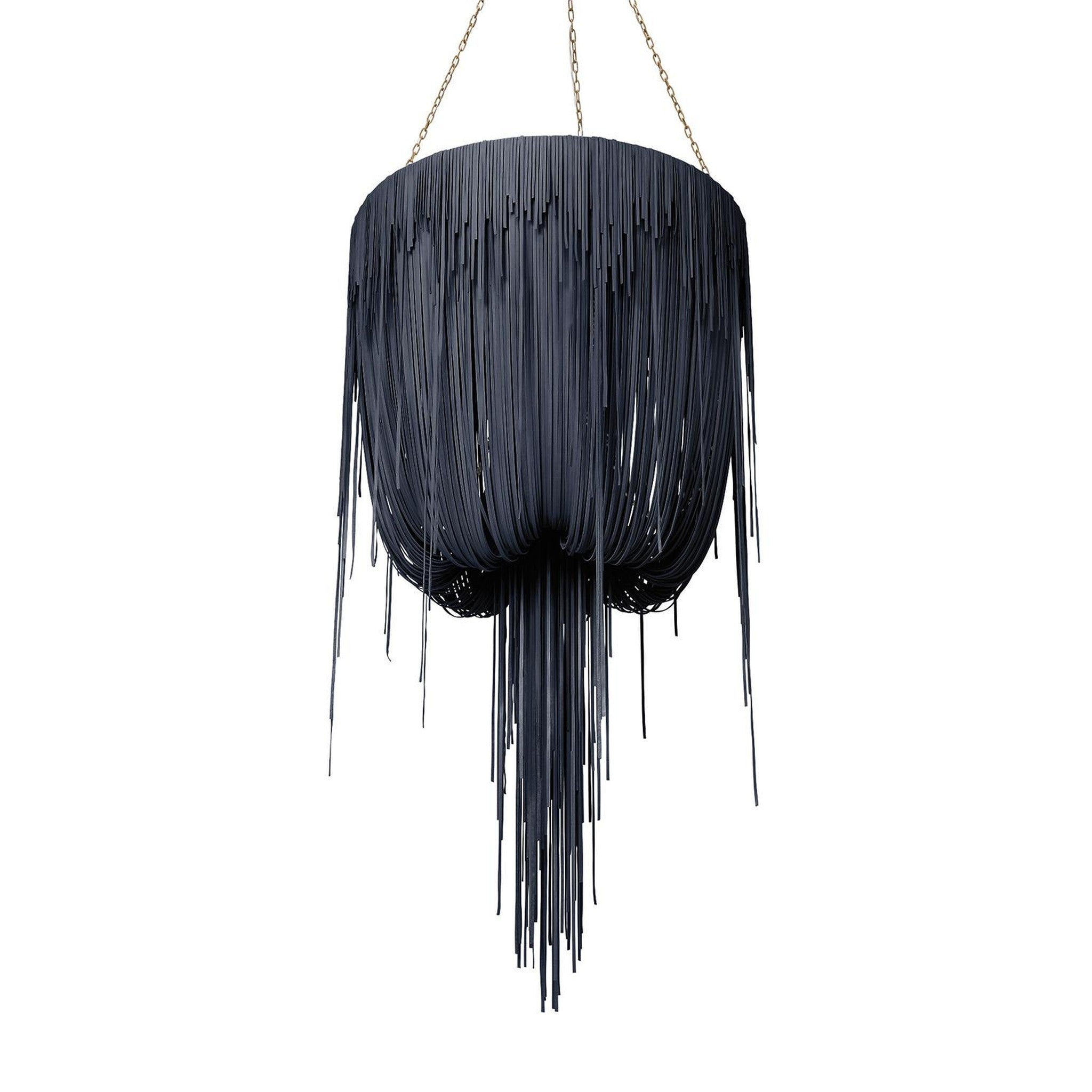 Round Urchin Leather Chandelier