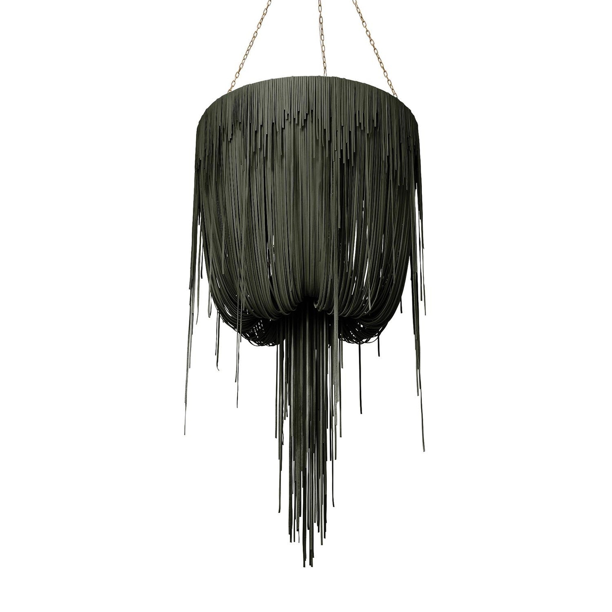 Round Urchin Leather Chandelier