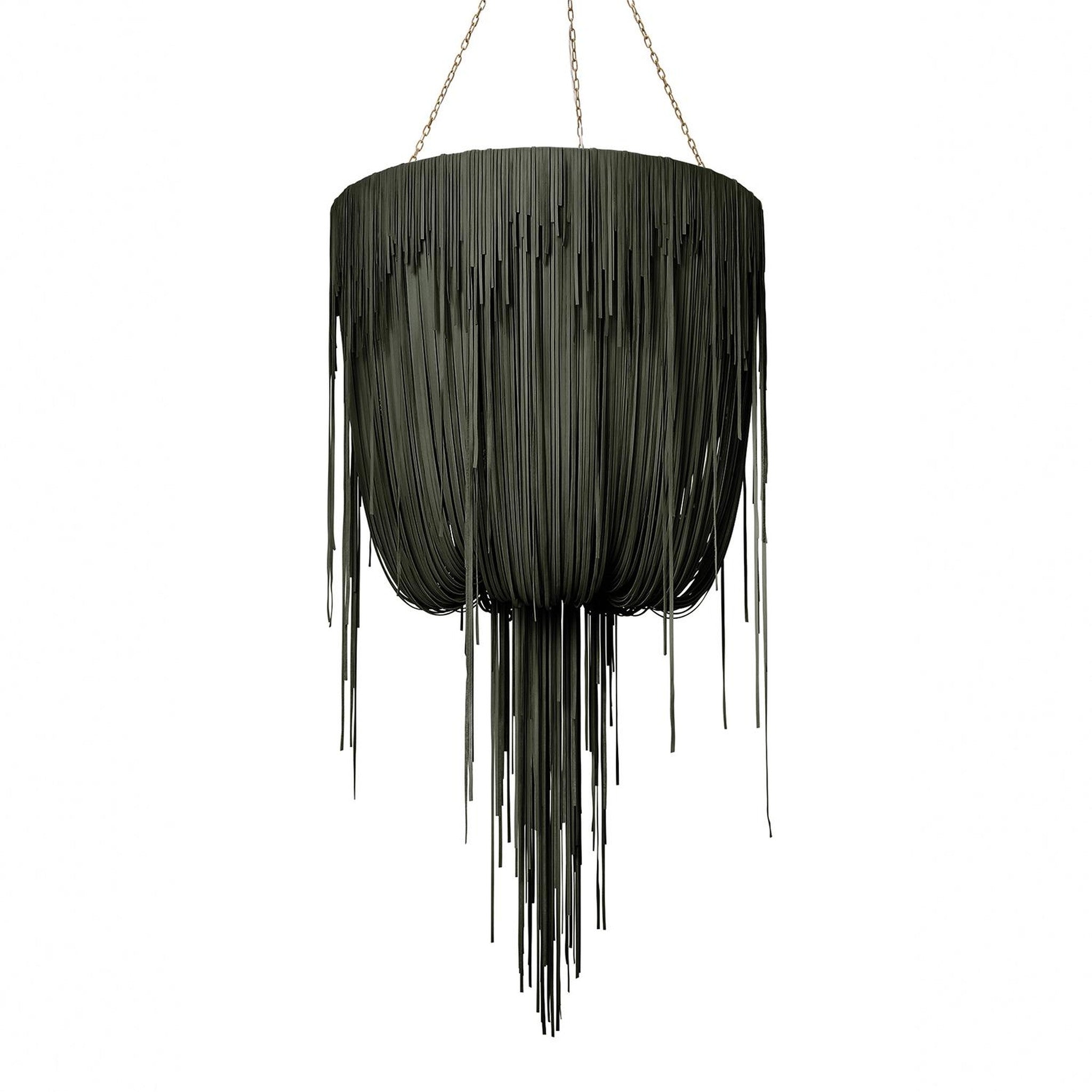 Round Urchin Leather Chandelier