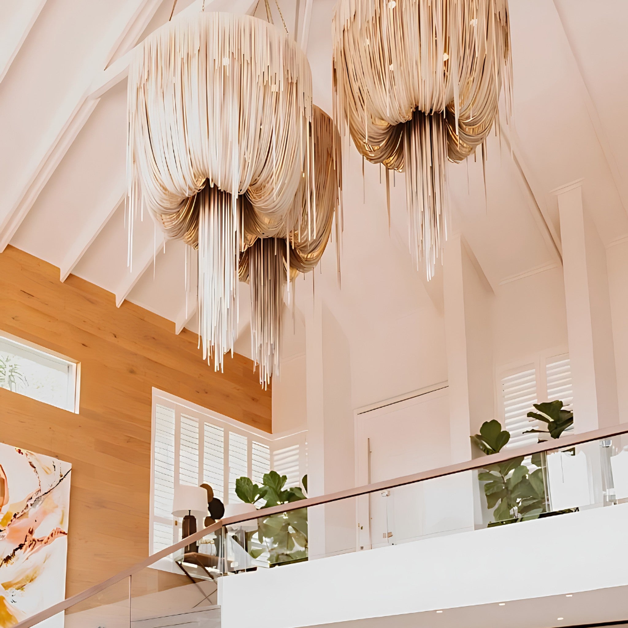 Round Urchin Leather Chandelier