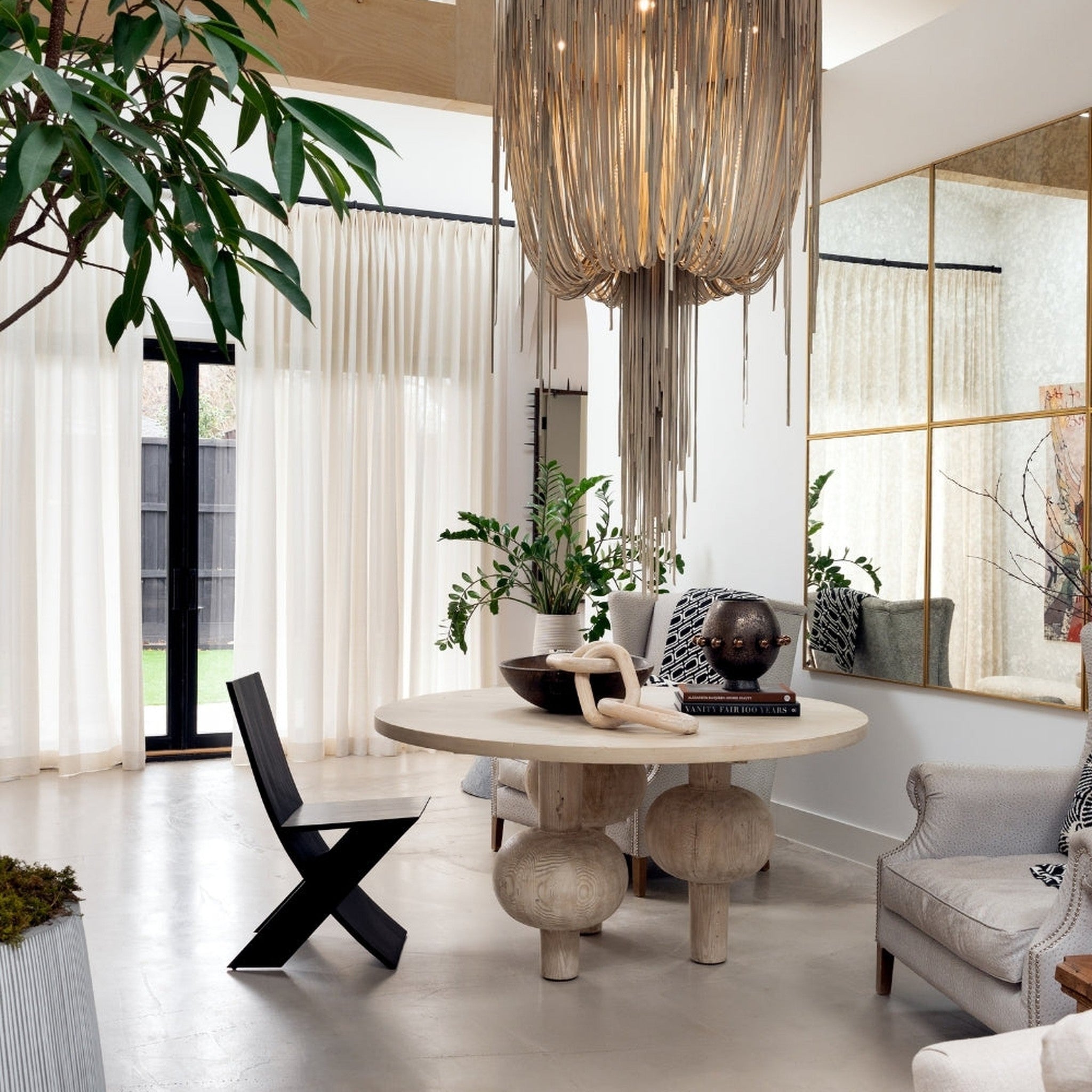 Round Urchin Leather Chandelier
