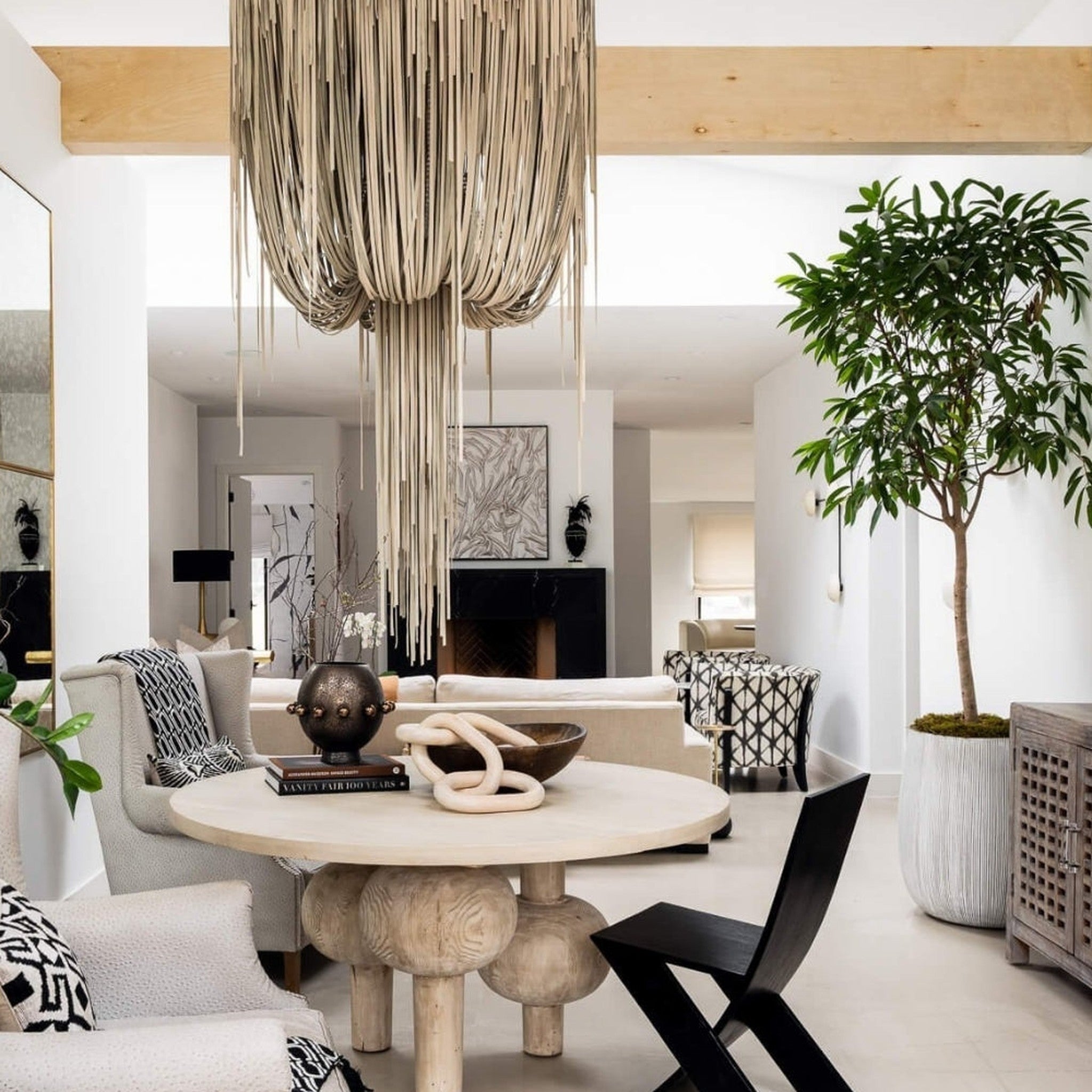 Round Urchin Leather Chandelier