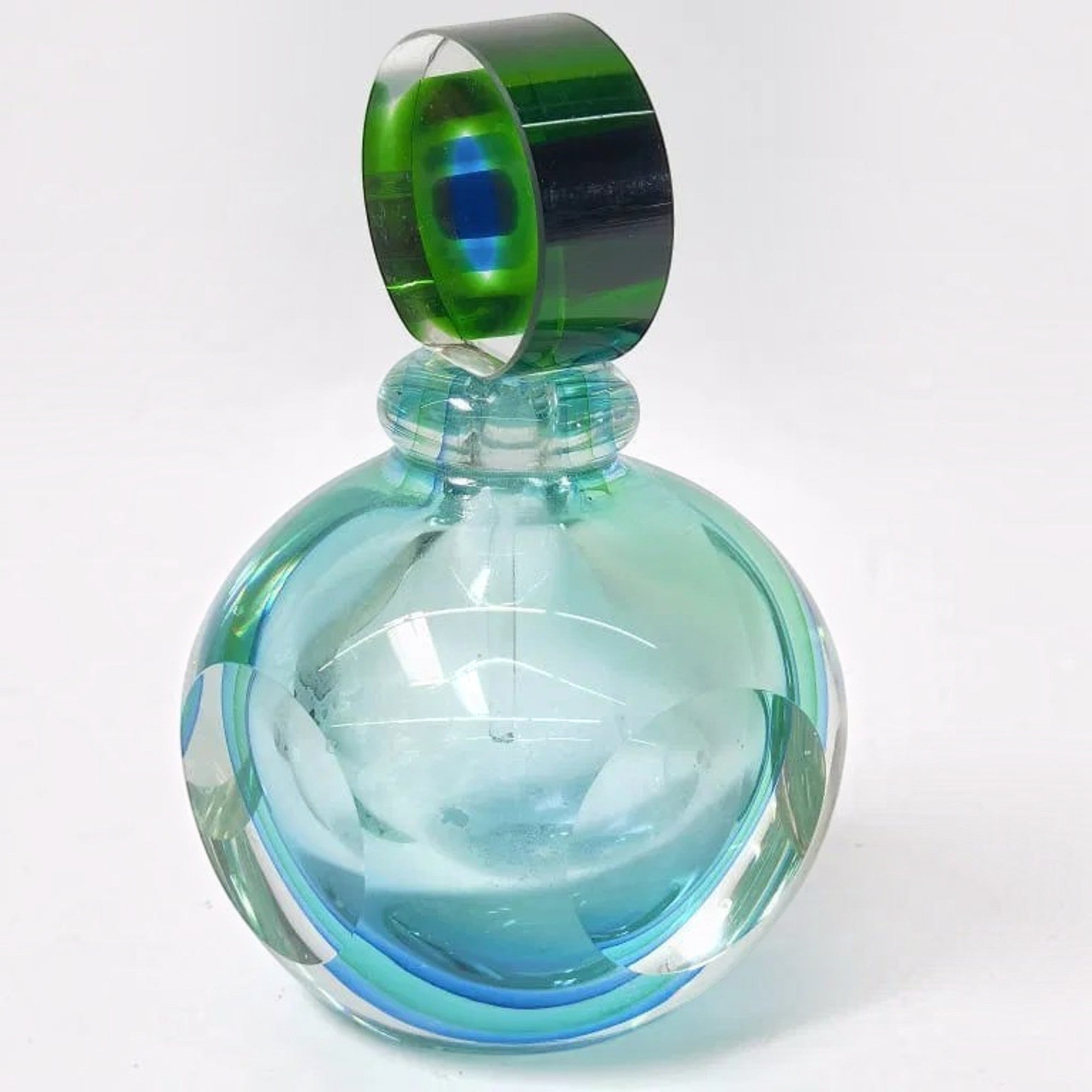 1980s Murano Italy Sommerso Glass Geometric Perfume Bottle