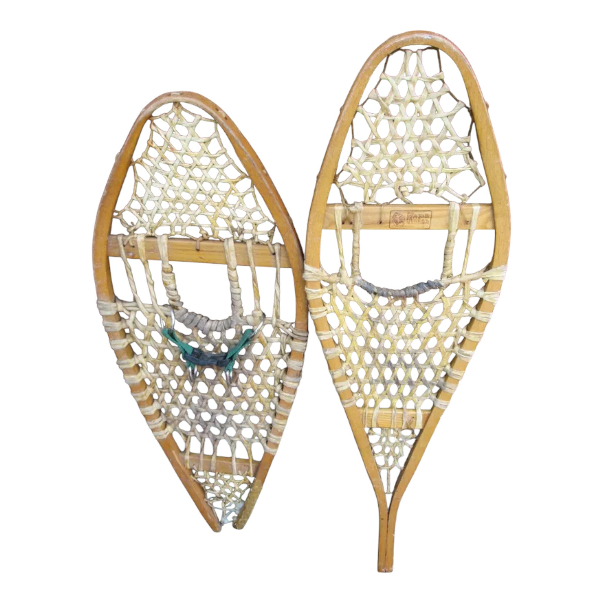 Vintage Wooden Snowshoes with Pompom Detail