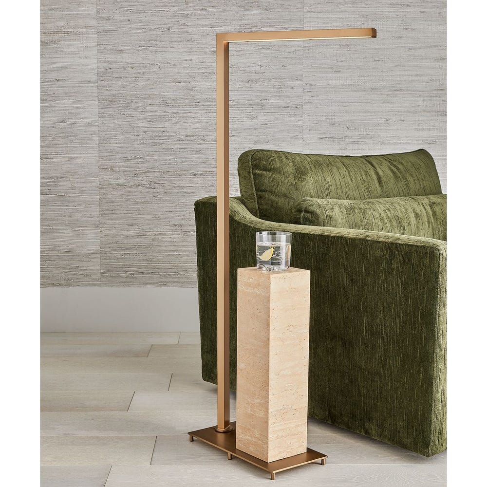 Illume Travertine/Brass Drink Stand Floor Lamp