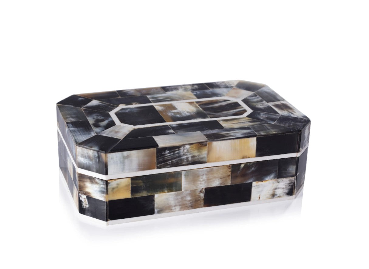 Corviglia Black Horn with Ivory Trim Box